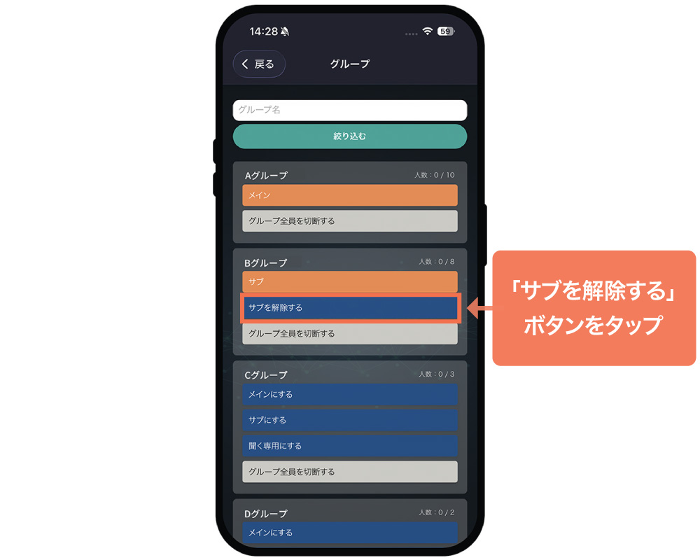 サブグループを解除する